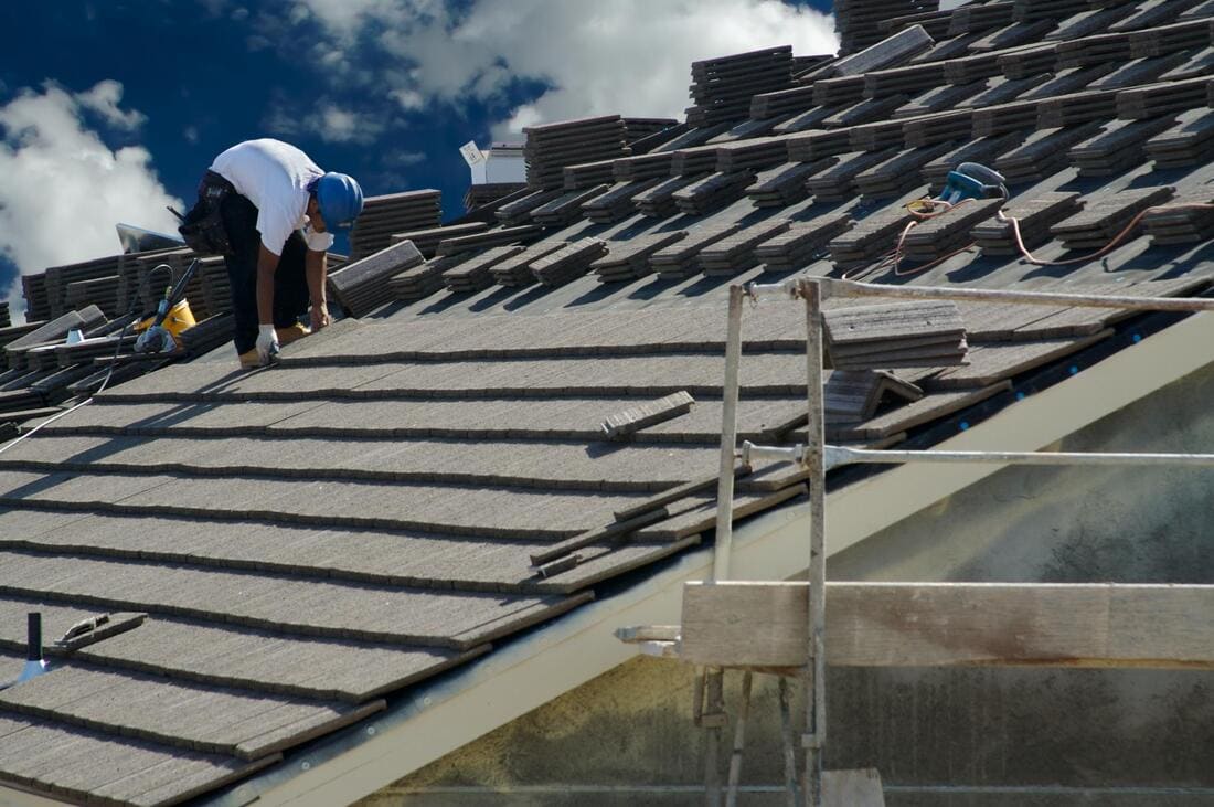 Roof battens during installation work